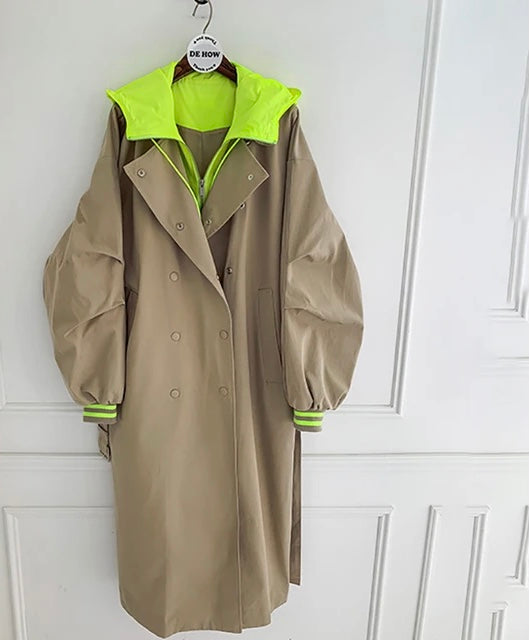 Trench con cappuccio in felpa removibile fluo Made in Italy Taglie 38/58